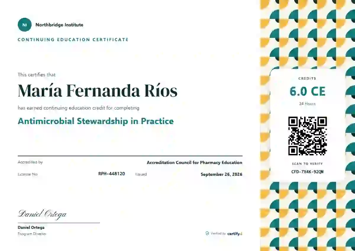 Tessera continuing education certificate template