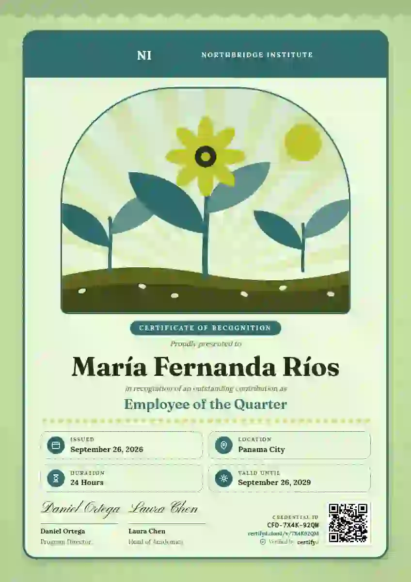 Seed Packet Lagoon employee recognition certificate template