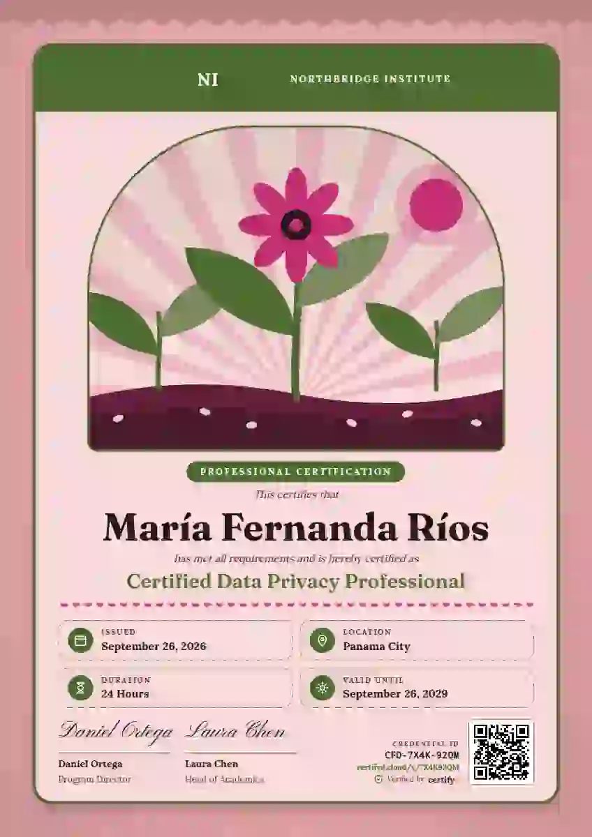 Seed Packet Fern professional certification certificate template