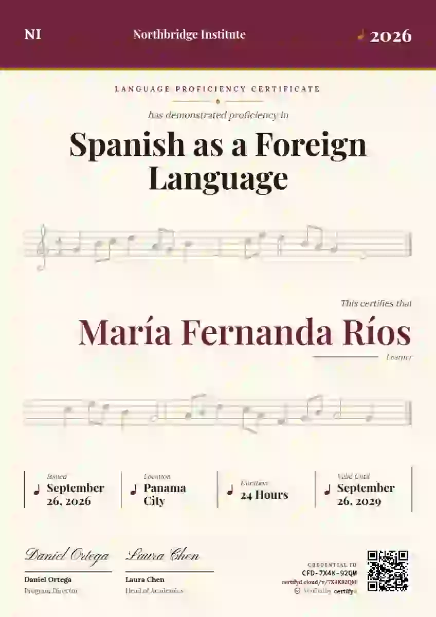 Sheet Music Ruby language proficiency certificate template