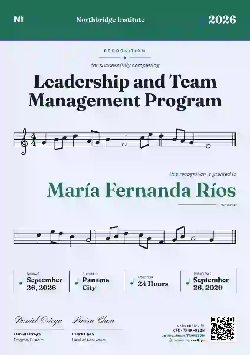 Sheet Music Seafoam latin america certificate template