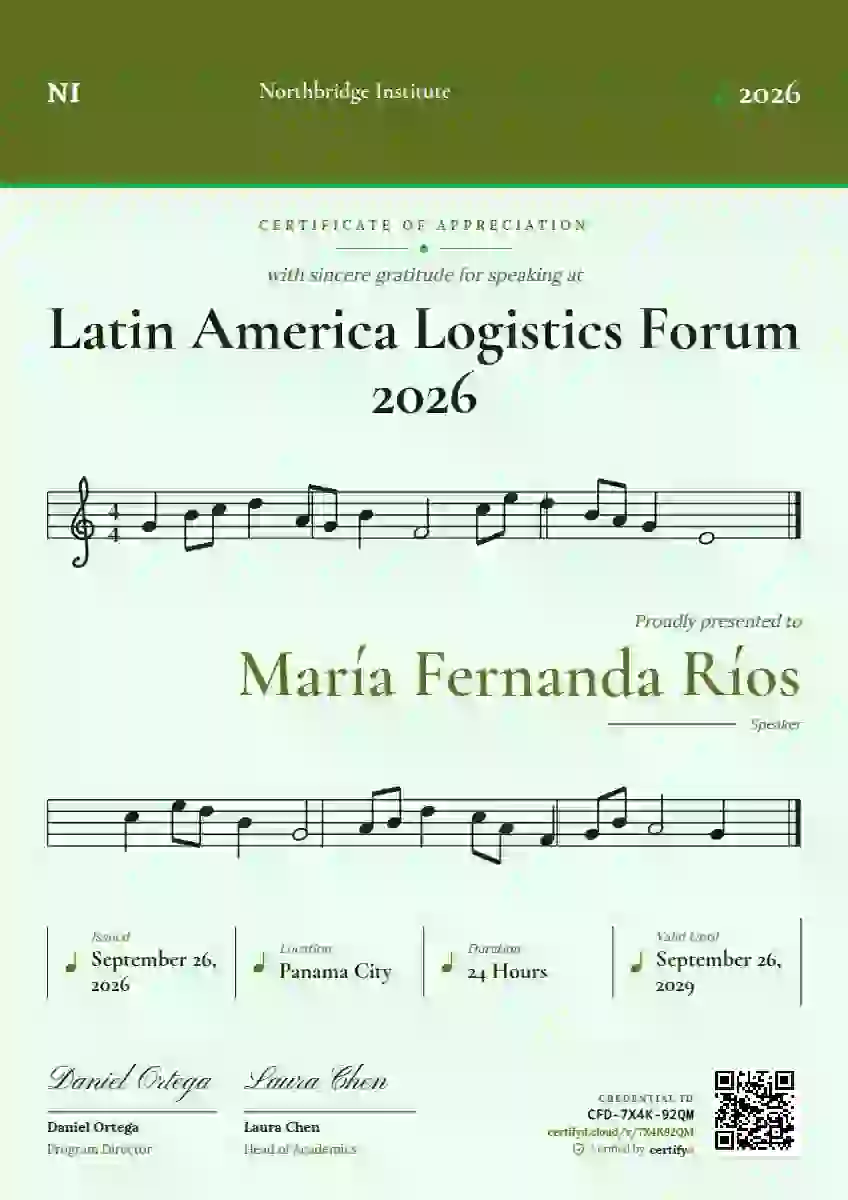 Plantilla de certificado Sheet Music Lime de ponente de conferencia