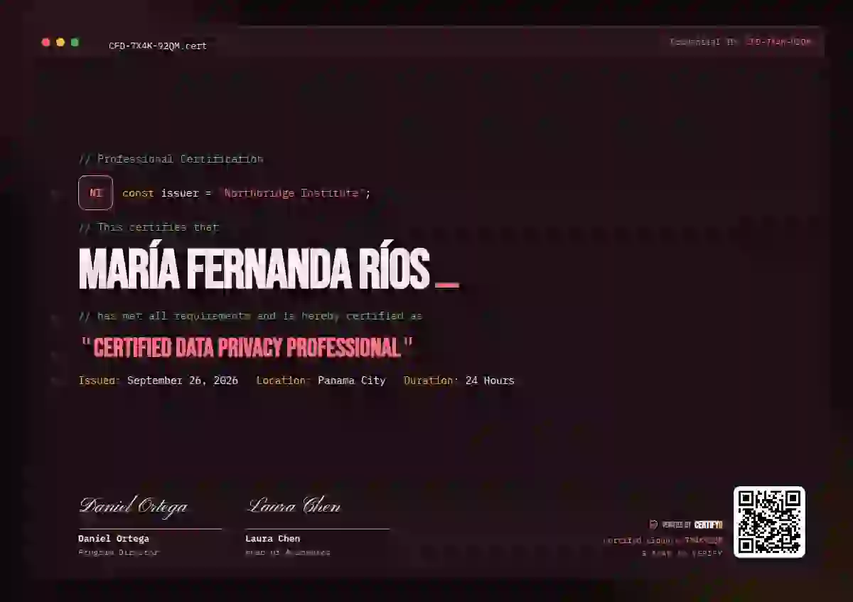 Tech Mono Rose professional certification certificate template