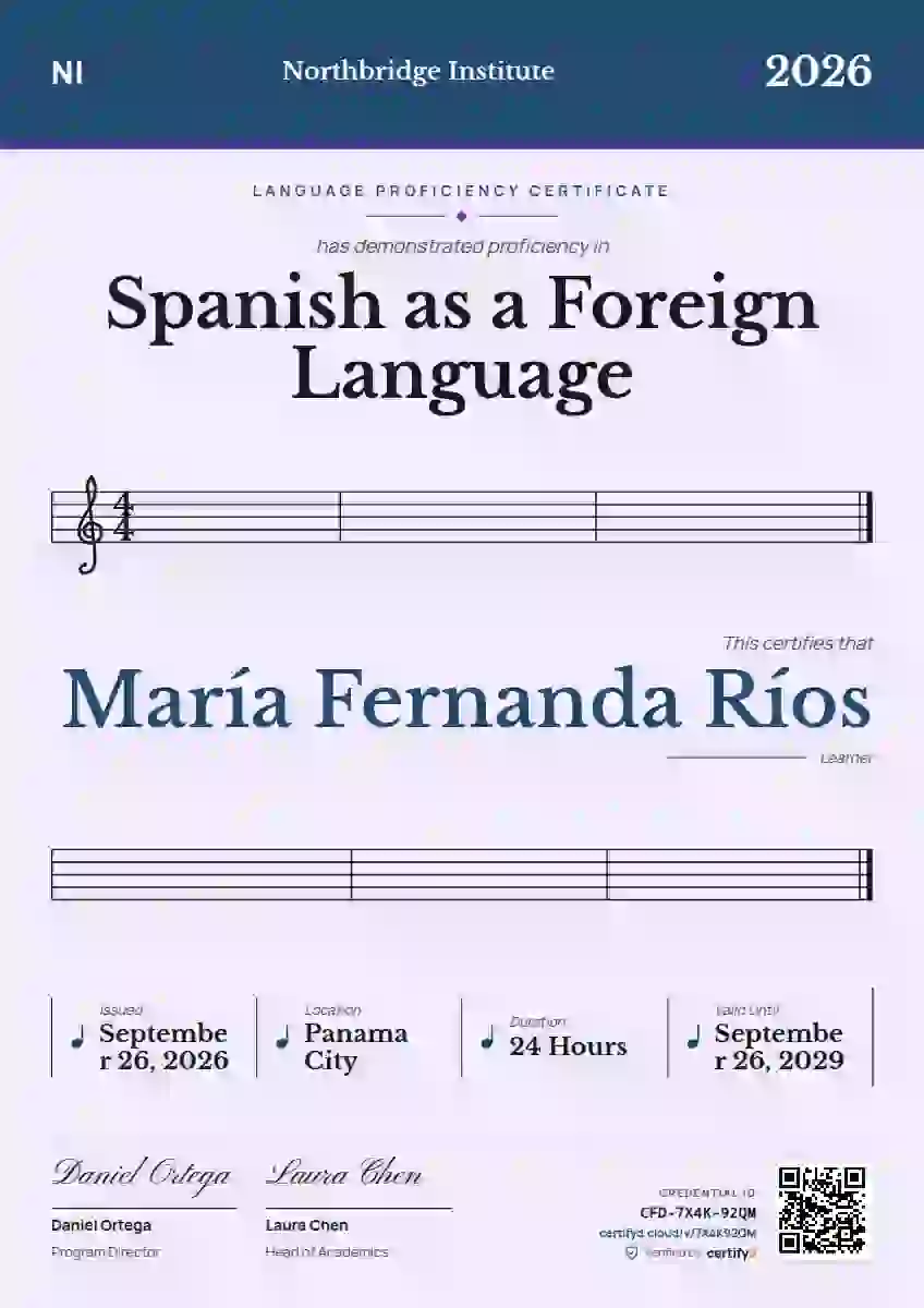 Sheet Music Azure language proficiency certificate template