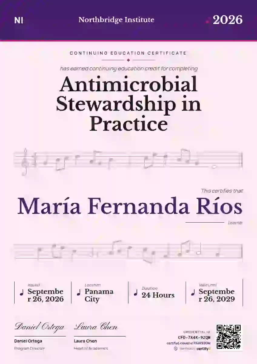 Sheet Music Amethyst continuing education certificate template