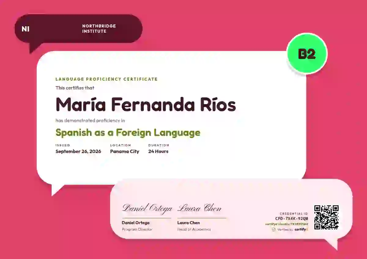 Speech Bubbles Lime language proficiency certificate template
