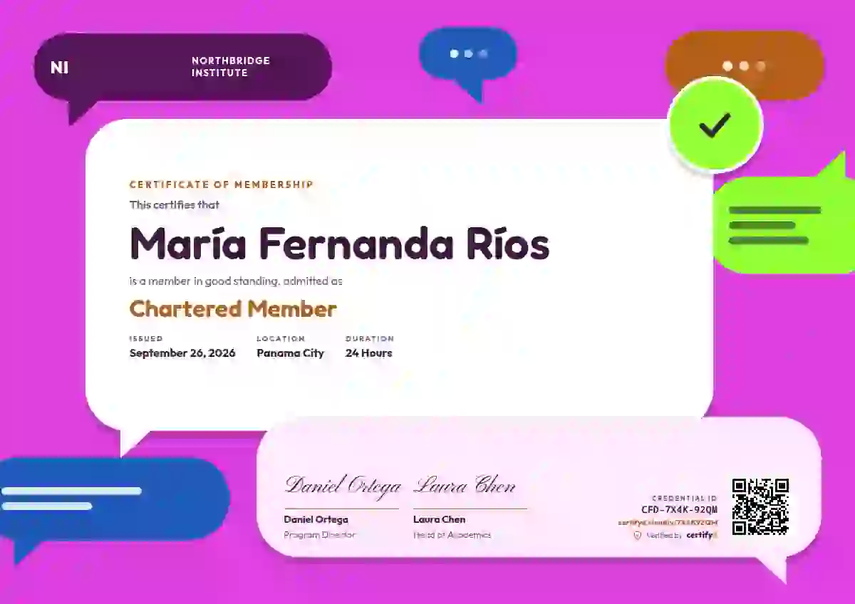 Plantilla de certificado Speech Bubbles Tangerine de membresía