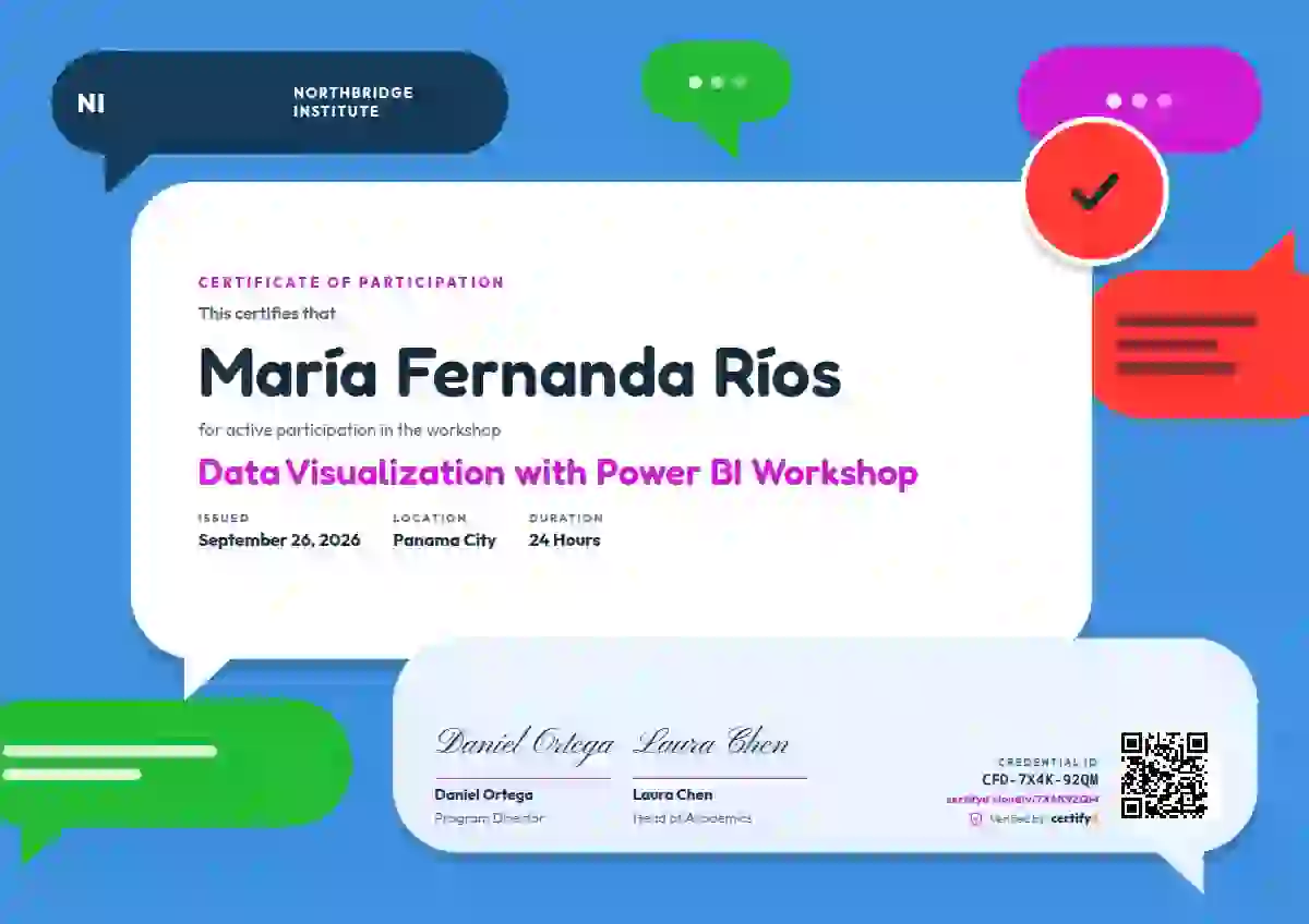 Plantilla de certificado Speech Bubbles Fuchsia de webinar y taller