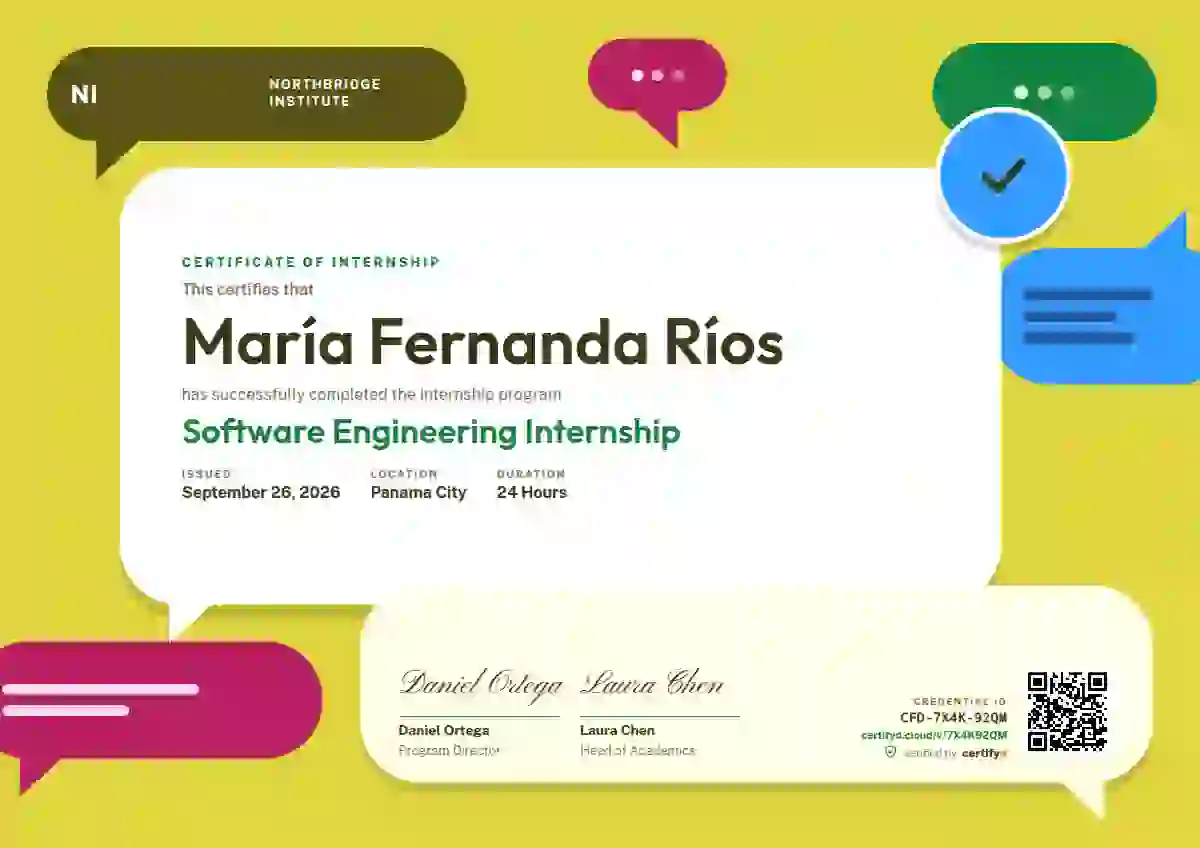 Speech Bubbles Jade internship certificate template