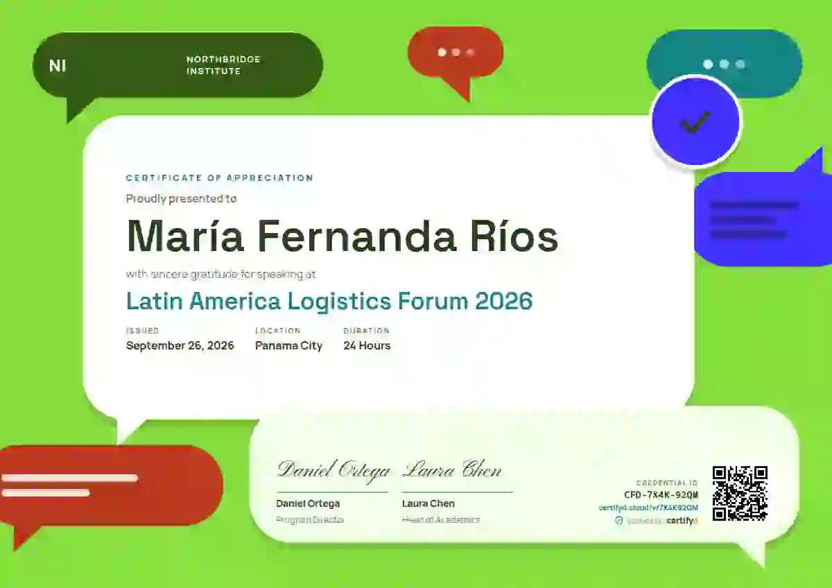 Speech Bubbles Lagoon conference speaker certificate template
