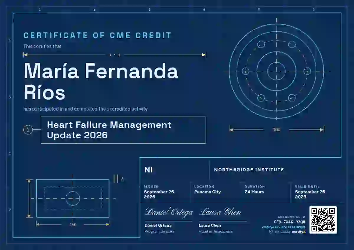 Plantilla de certificado Workshop Blueprint Cerulean de salud y educación médica continua