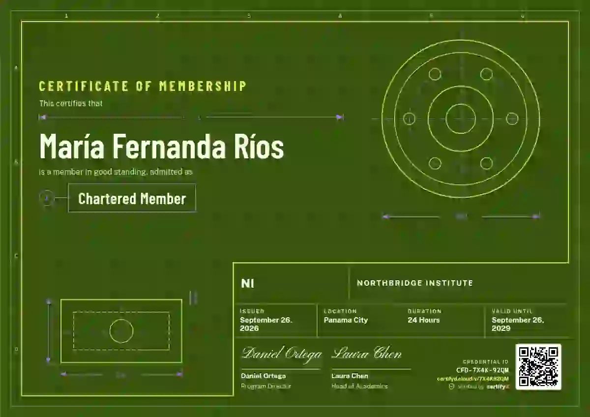 Workshop Blueprint Lime membership certificate template