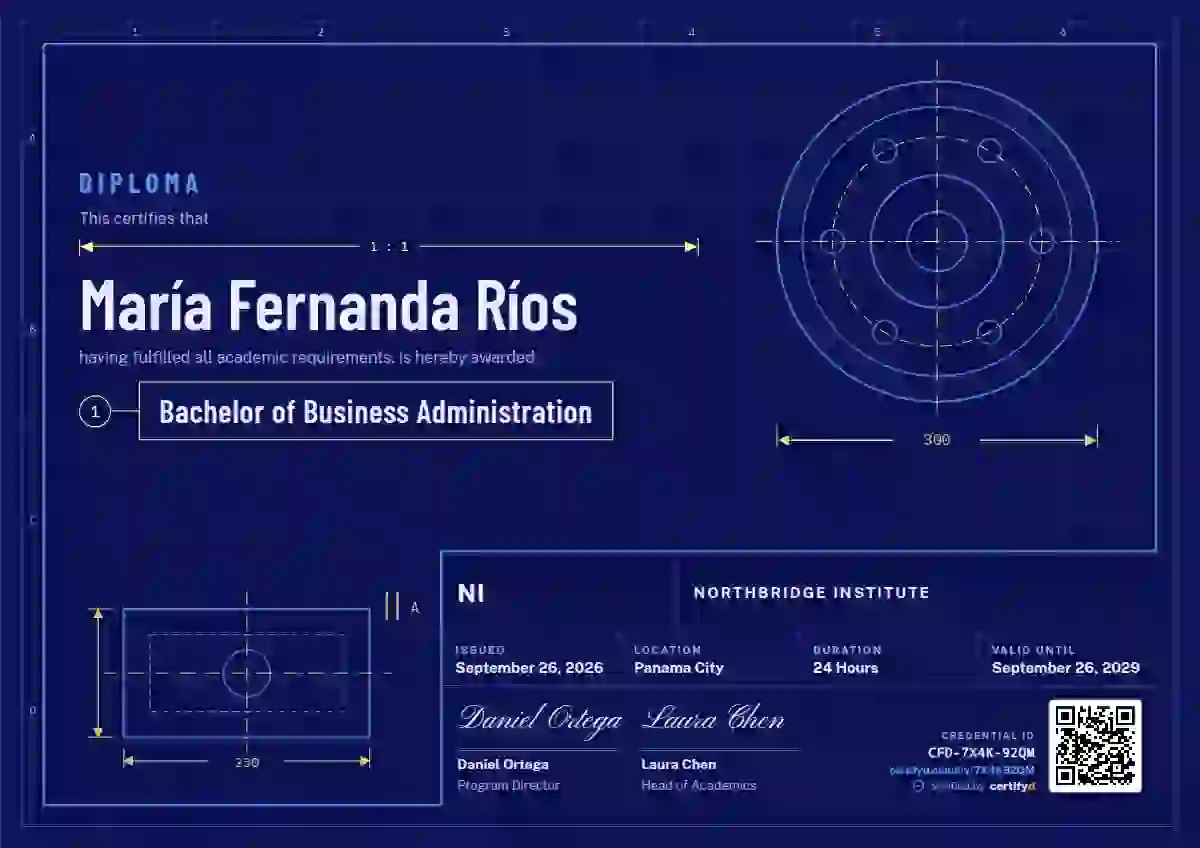 Plantilla de certificado Workshop Blueprint Azure de diploma académico