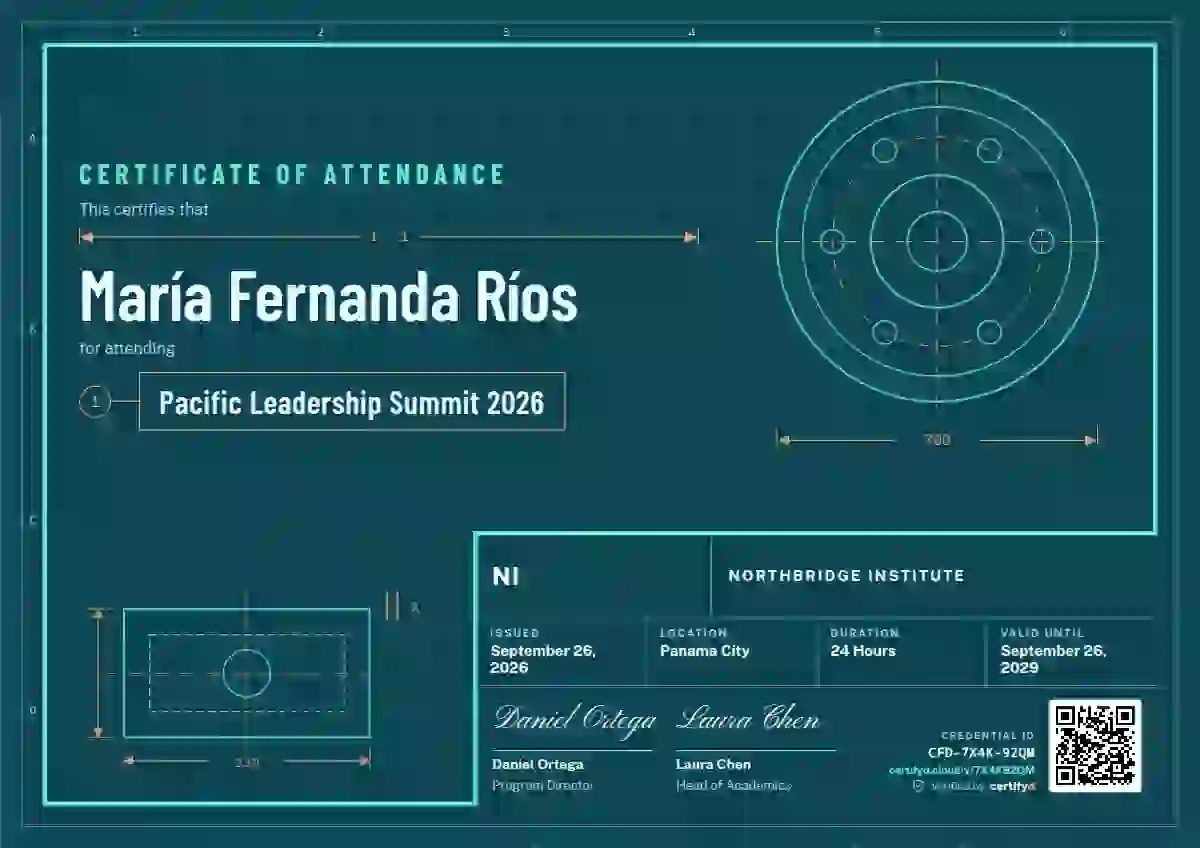Workshop Blueprint Seafoam event attendance certificate template