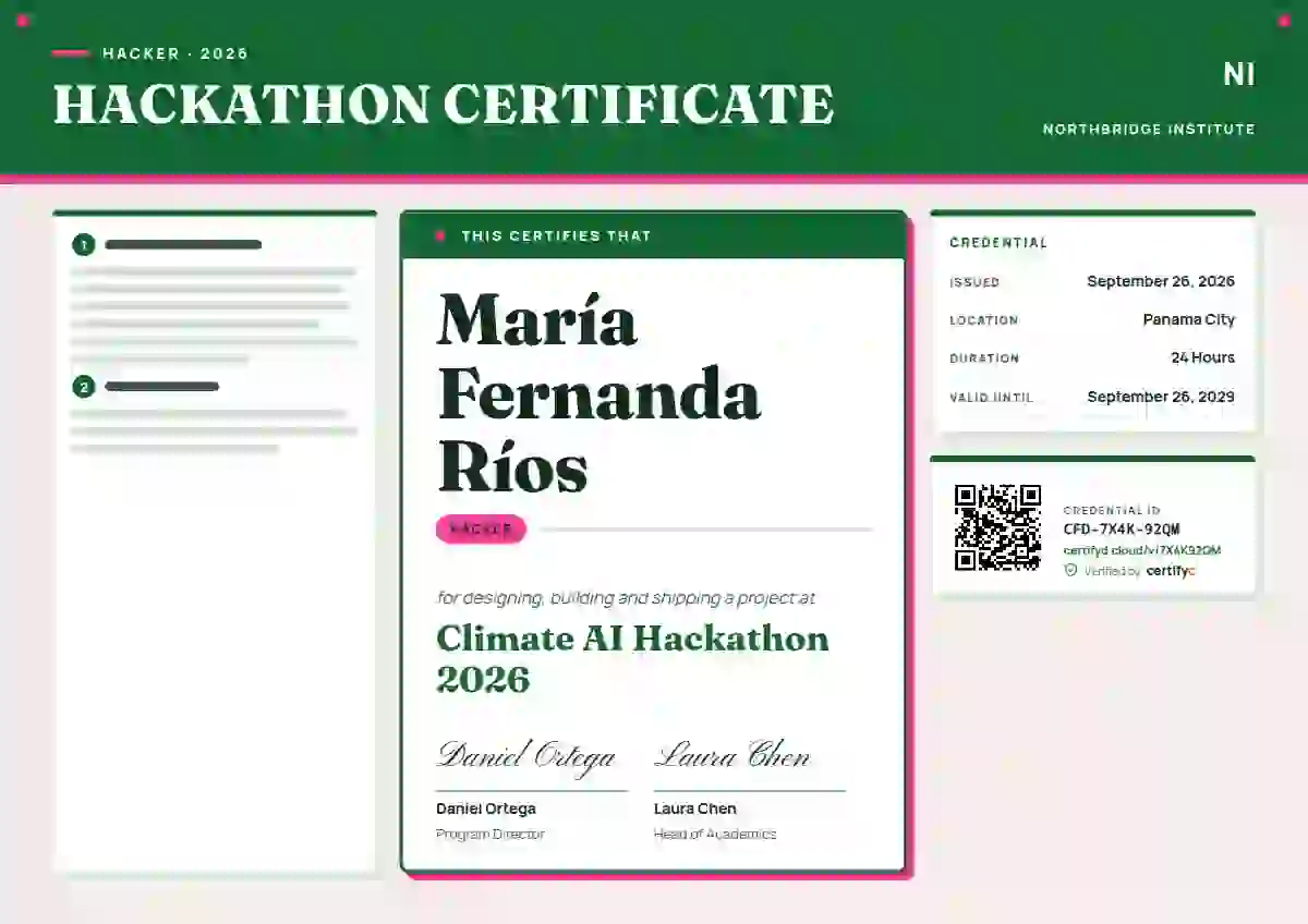 Plantilla de certificado Poster Session Jade No Charts de hackatón