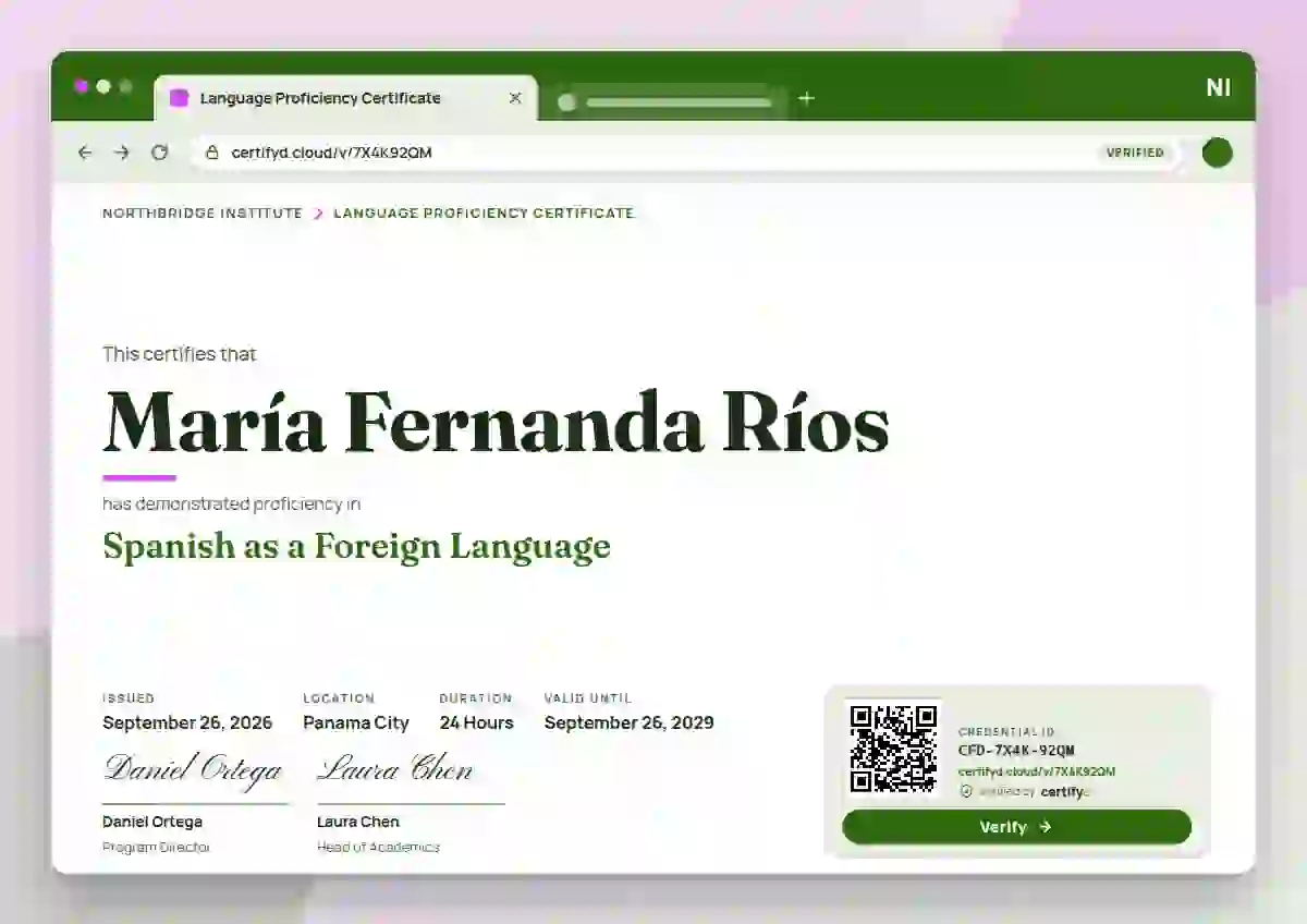 Browser Window Fern No Scroll Bar language proficiency certificate template