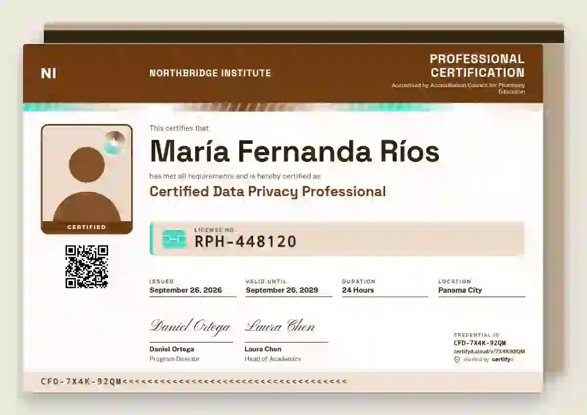 Licence Card Tangerine Square Corners professional certification certificate template