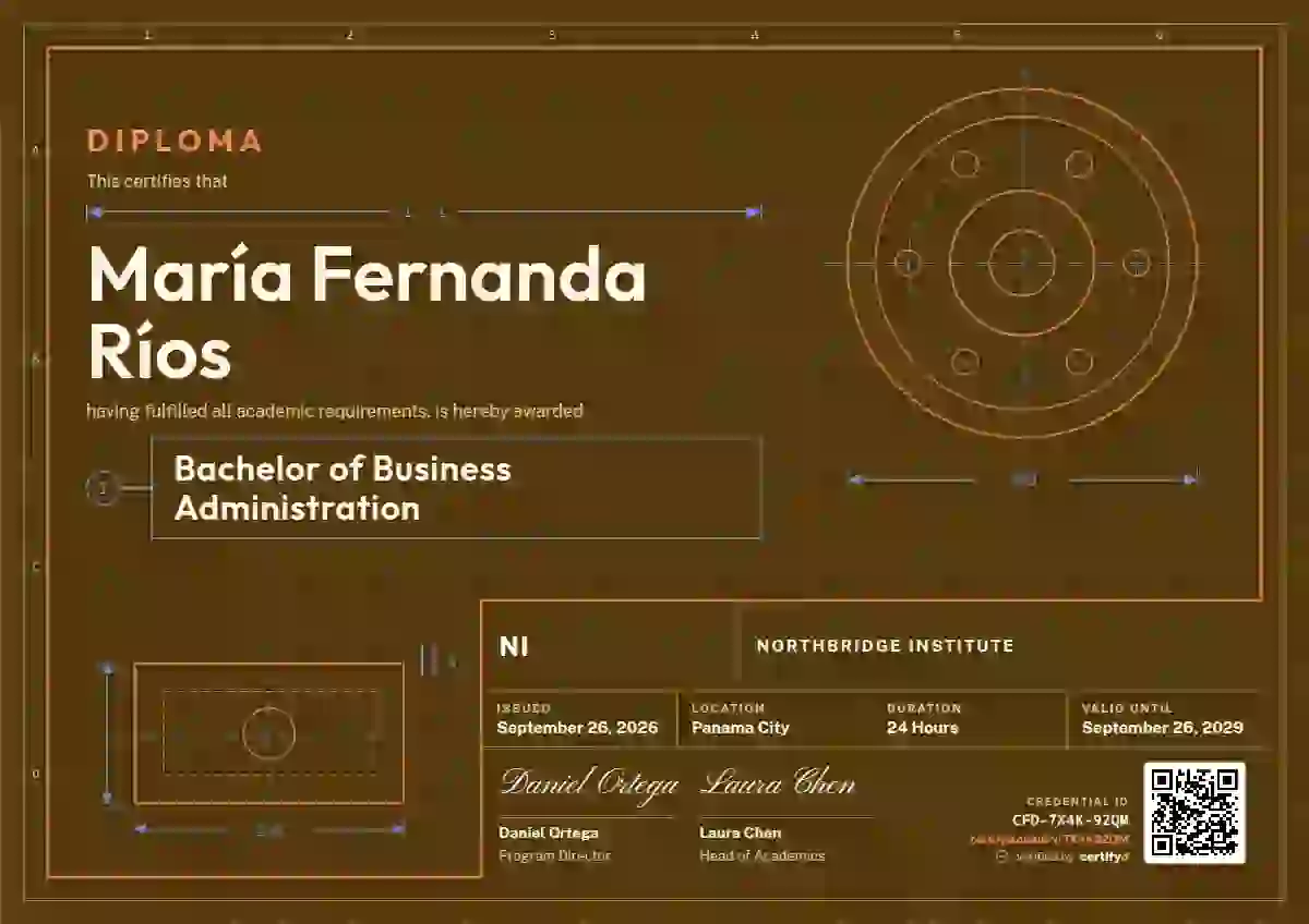 Workshop Blueprint Vermilion Wide Title Block academic diploma certificate template