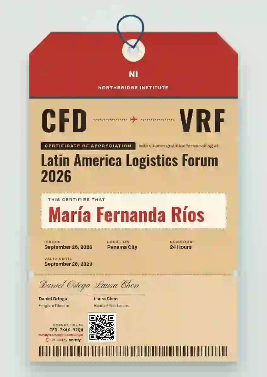 Luggage Tag conference speaker certificate template
