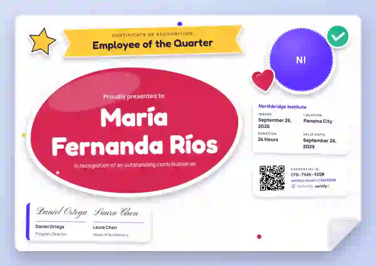 Sticker Sheet employee recognition certificate template