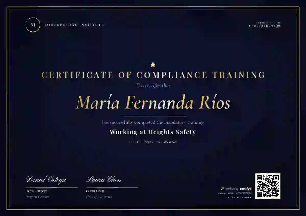 Luxury Foil Sapphire Gold compliance and safety certificate template