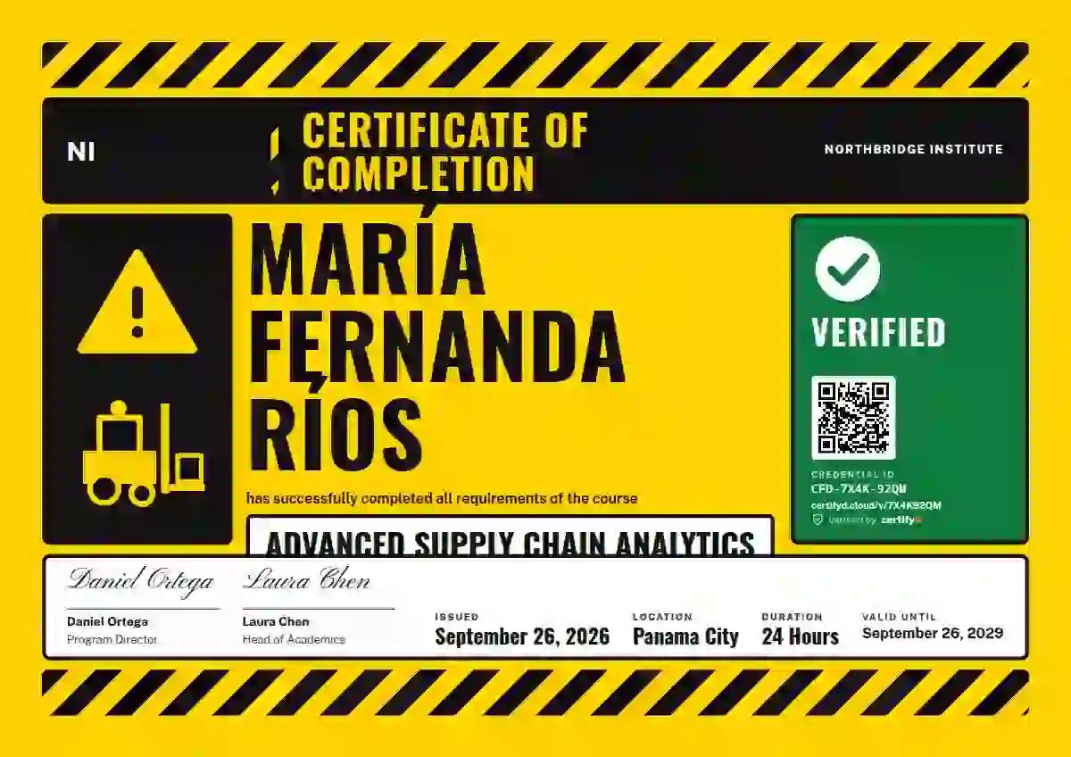 Hazard Sign Jade course completion certificate template