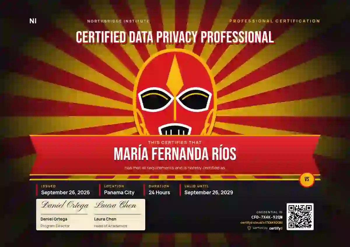 Lucha Libre Scarlet professional certification certificate template