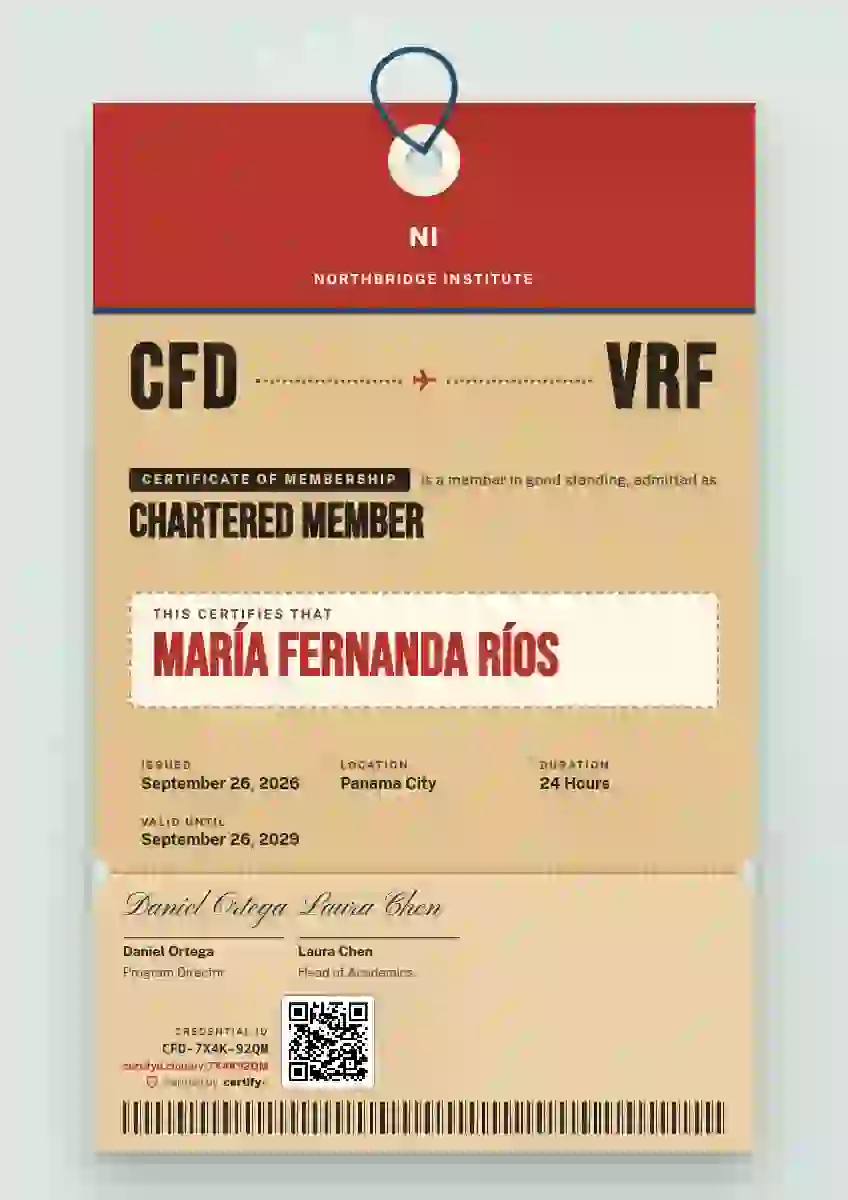 Plantilla de certificado Luggage Tag Scarlet de membresía
