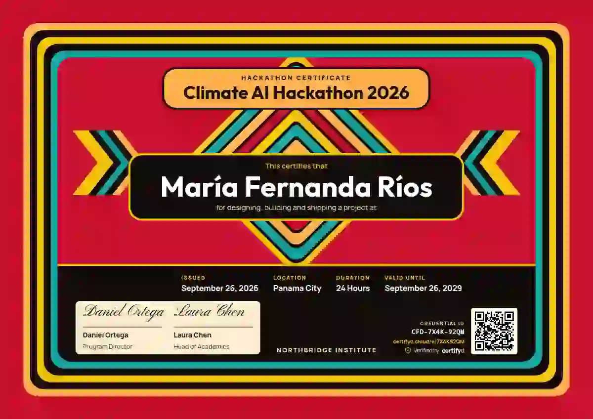 Mola Panel Amber hackathon certificate template