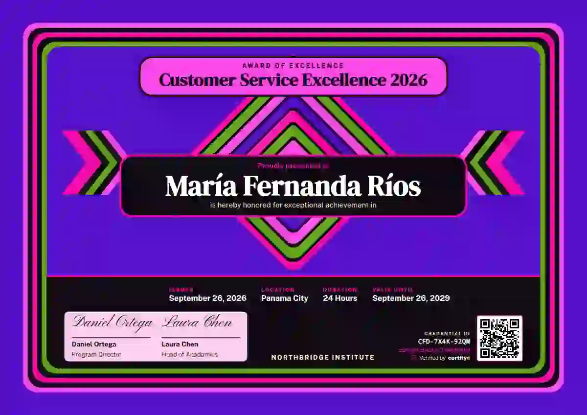 Mola Panel Fuchsia awards and achievement certificate template