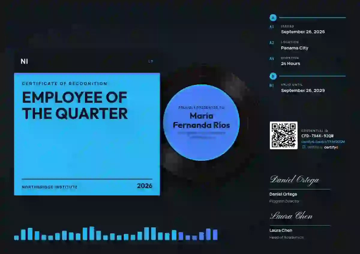Vinyl Sleeve Cerulean employee recognition certificate template