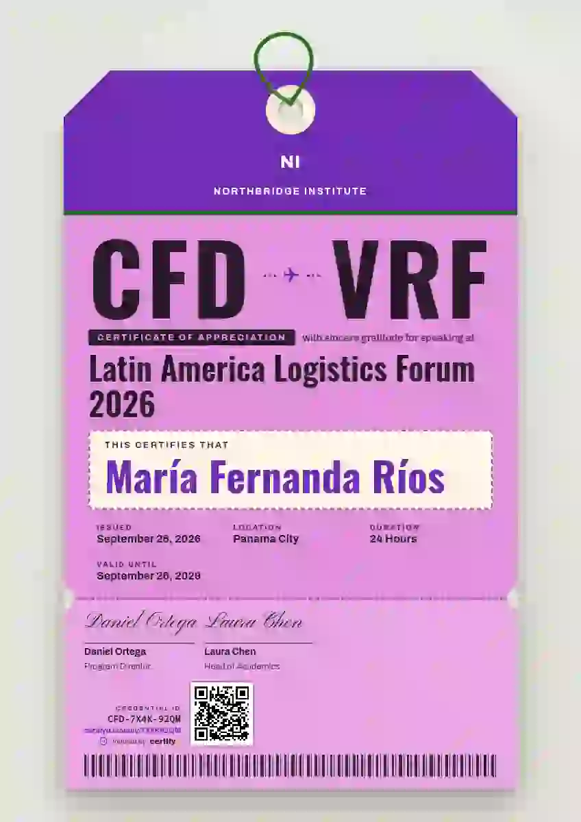 Luggage Tag Amethyst conference speaker certificate template