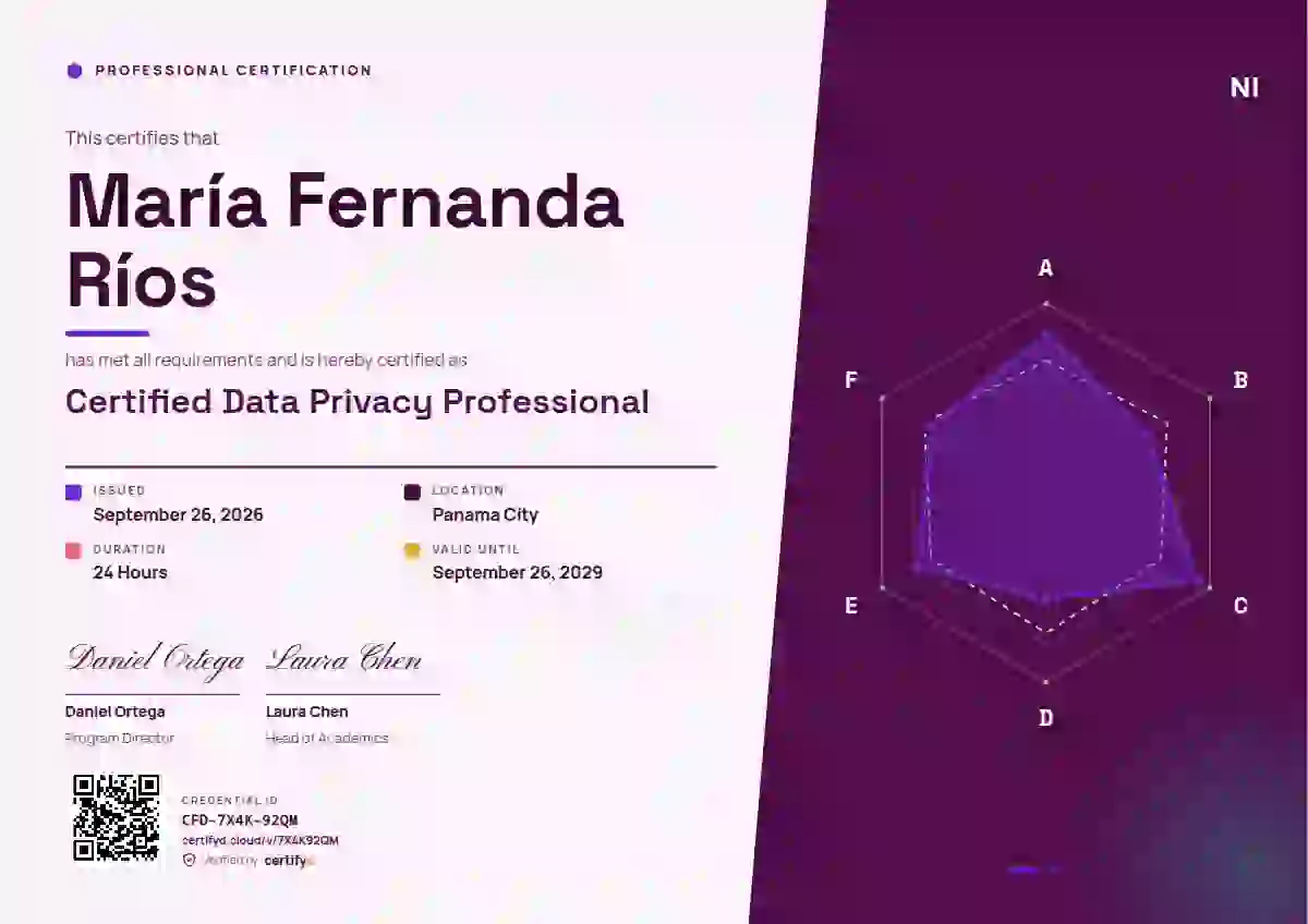 Radar Chart Fuchsia professional certification certificate template
