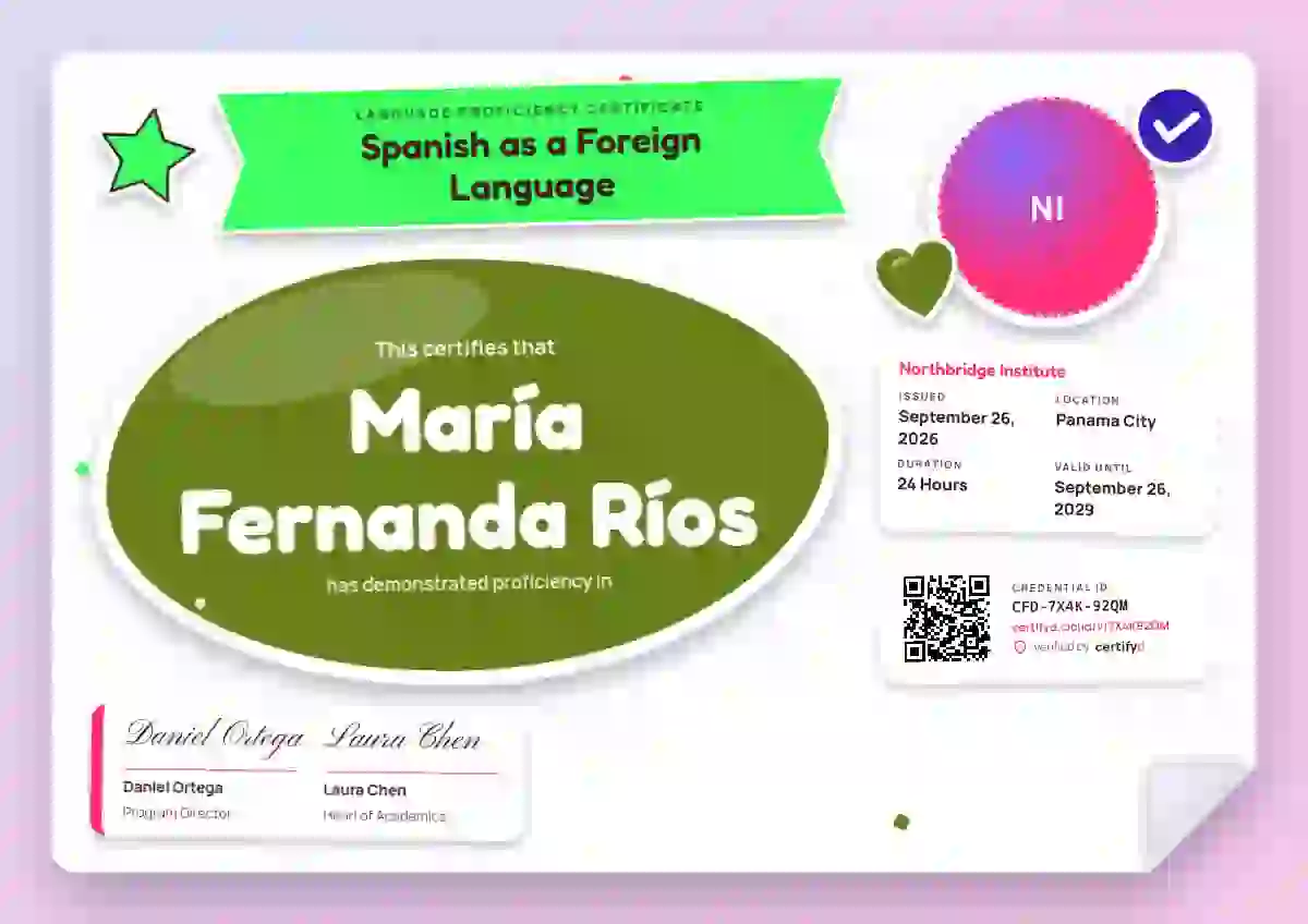 Sticker Sheet Lime language proficiency certificate template