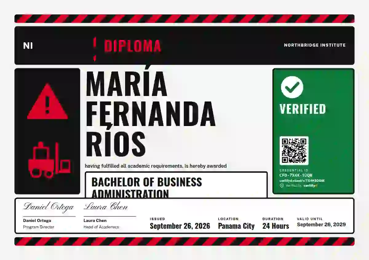Hazard Sign Signal White academic diploma certificate template