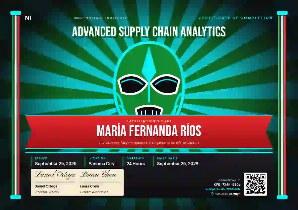 Lucha Libre Meadow course completion certificate template