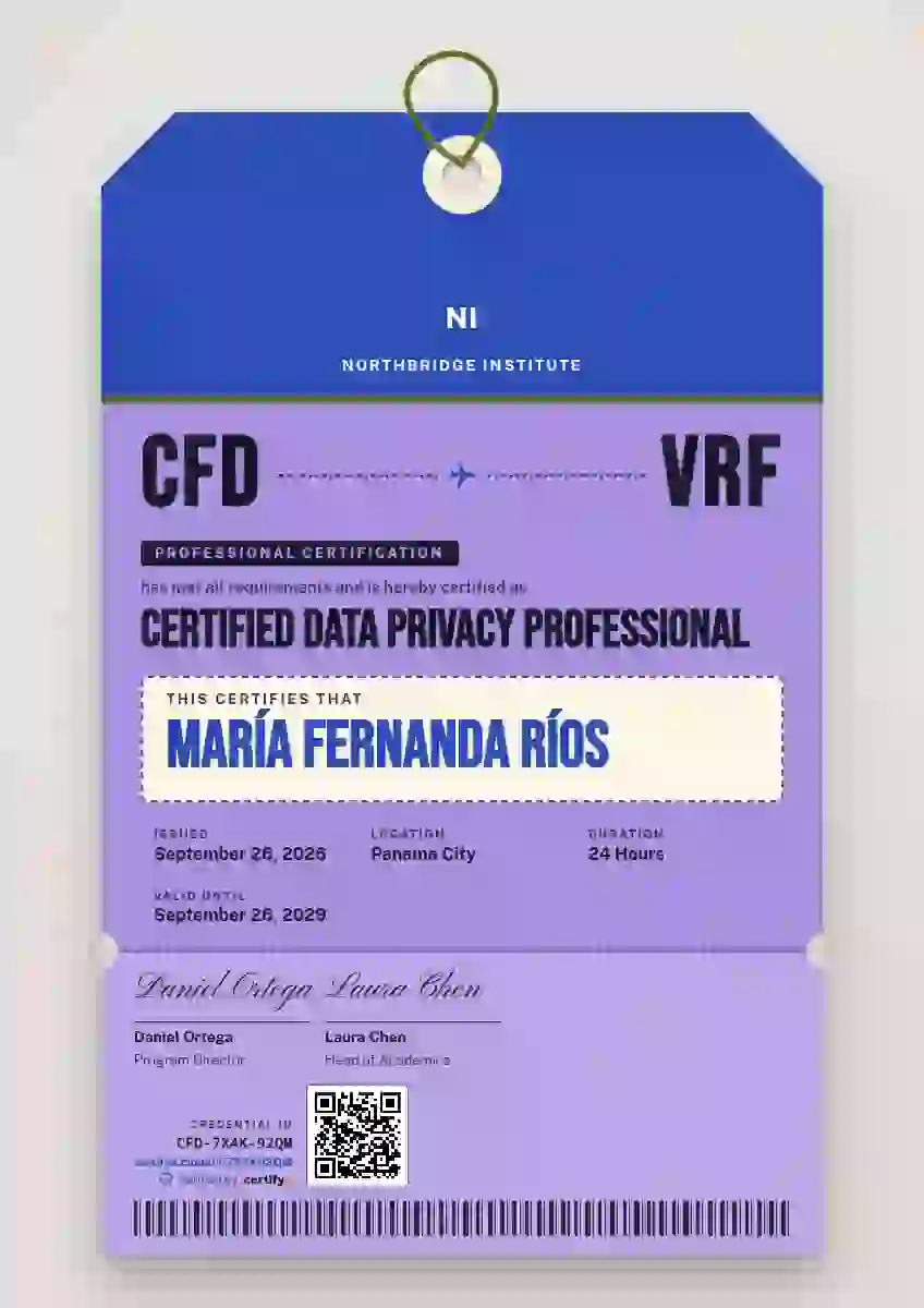 Plantilla de certificado Luggage Tag Sapphire de certificación profesional