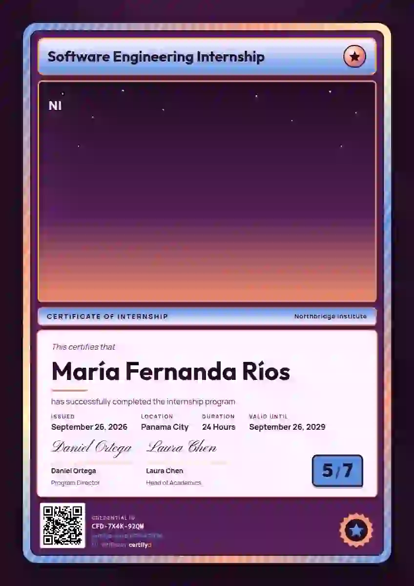 Trading Card Azure internship certificate template