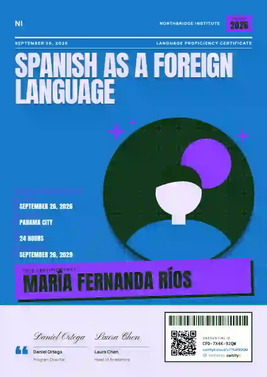 Magazine Cover Azure language proficiency certificate template