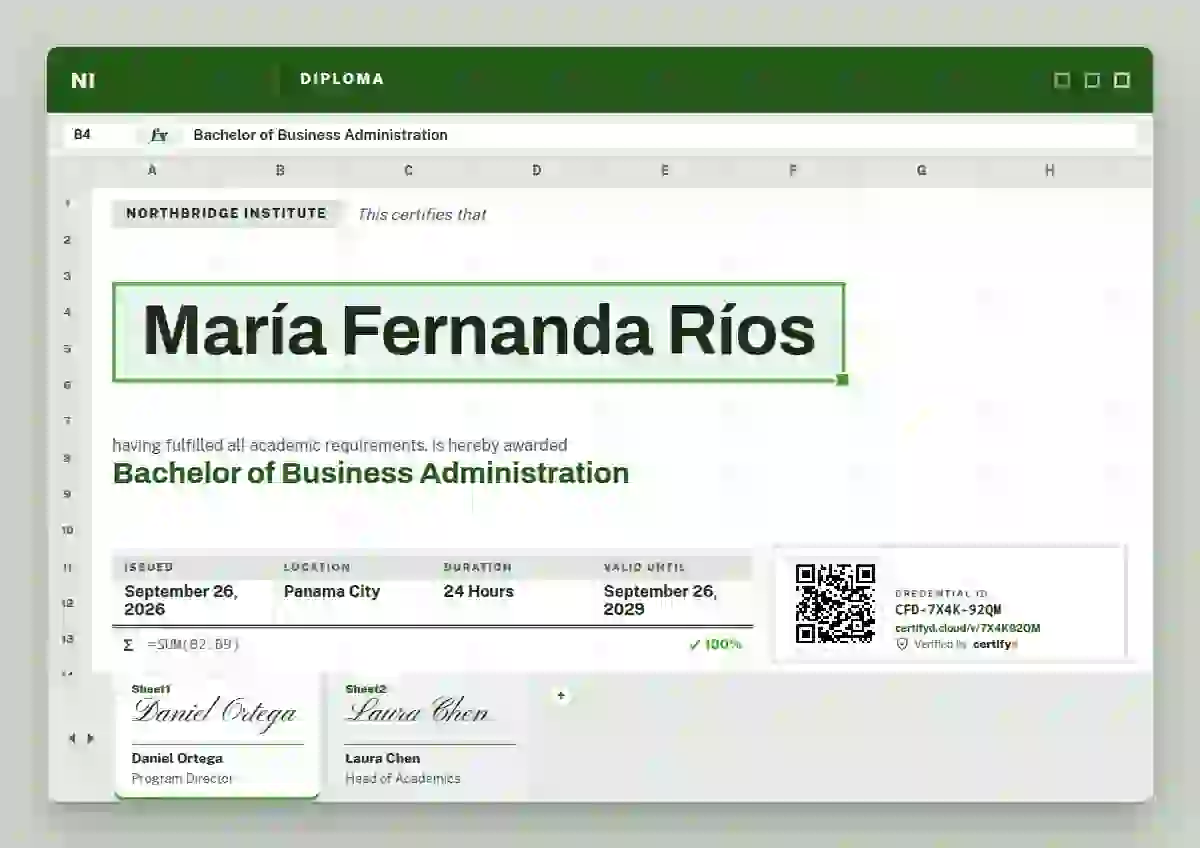 Plantilla de certificado Stock Sheet Fern de diploma académico