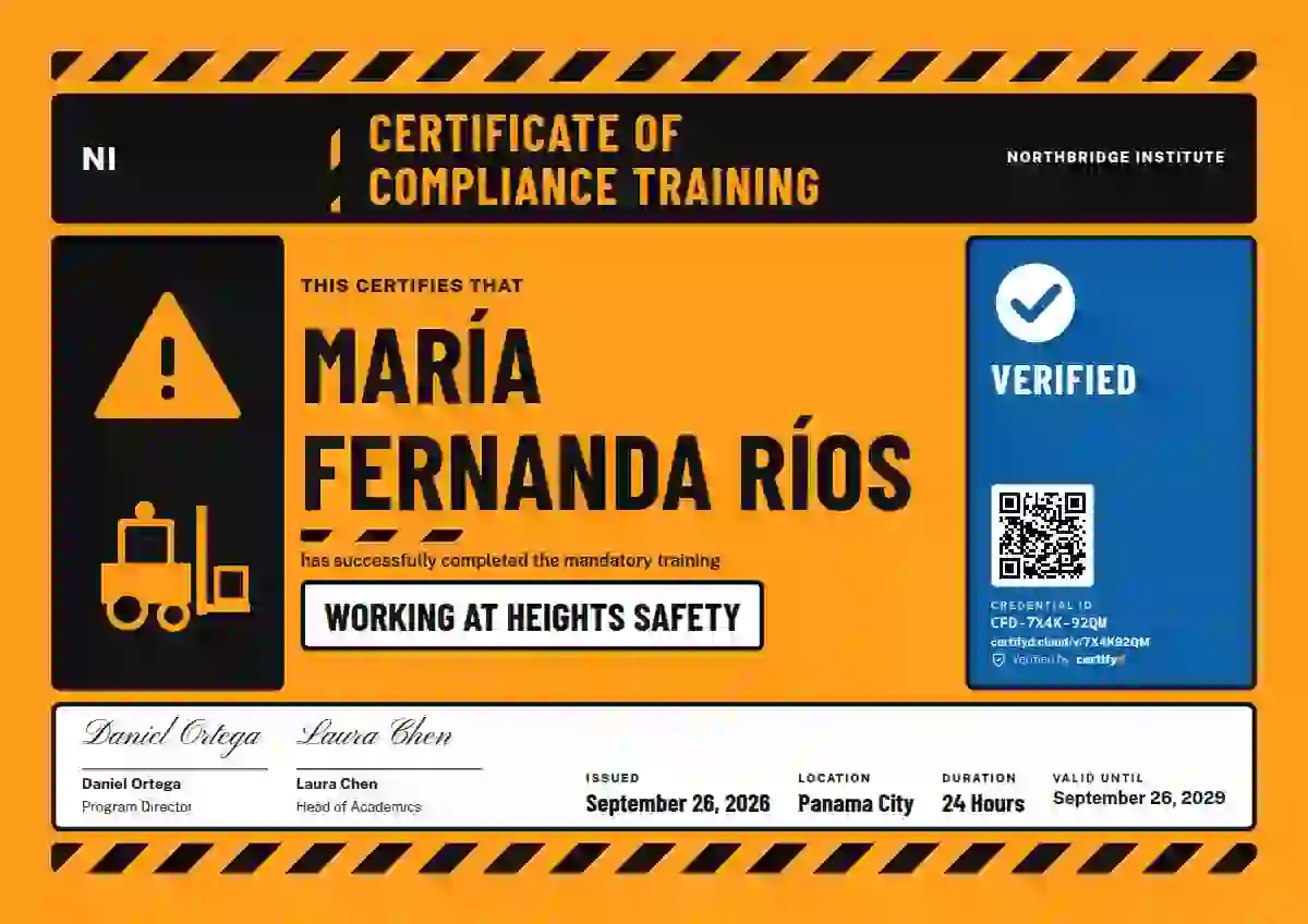 Hazard Sign Mango compliance and safety certificate template