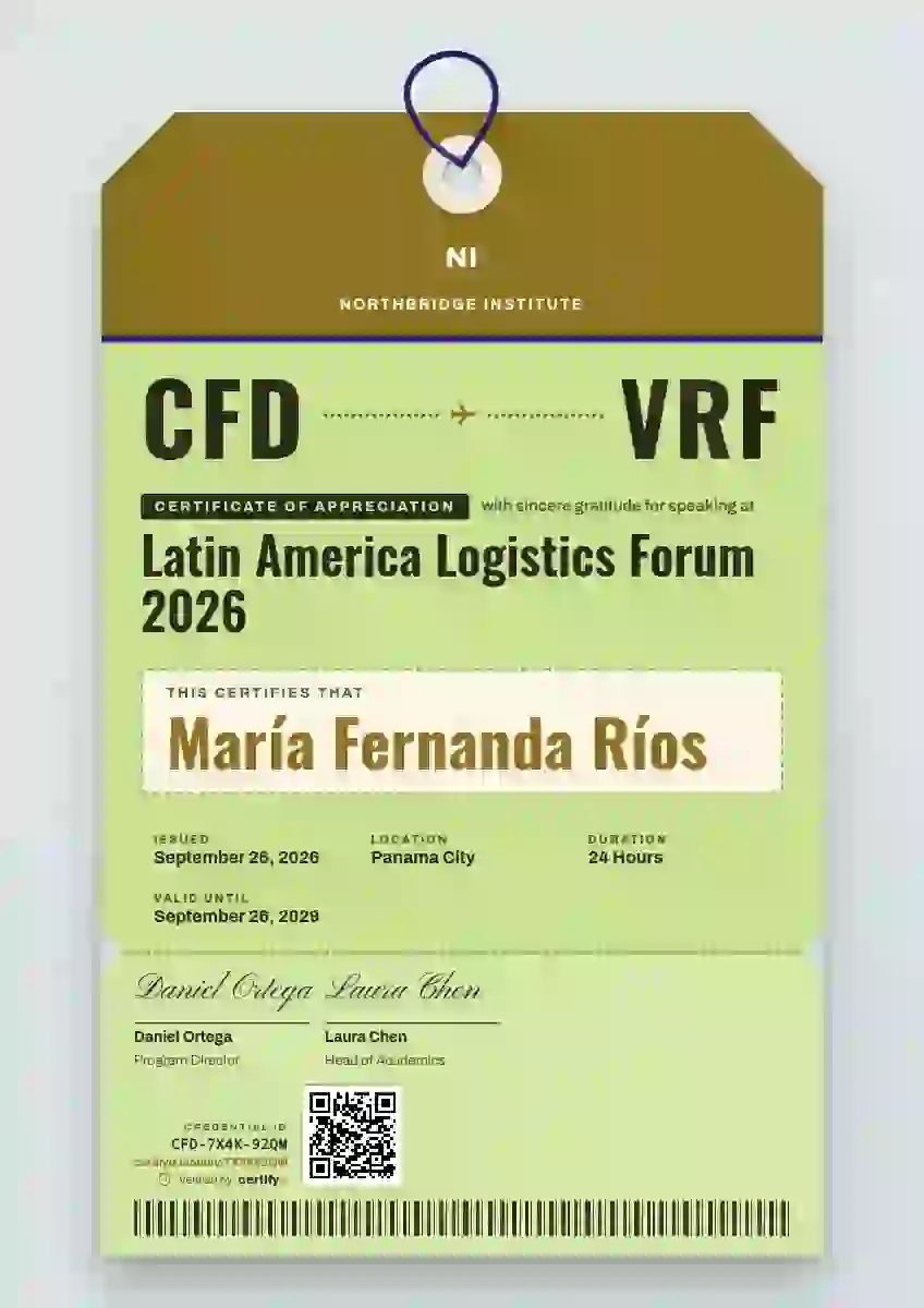 Plantilla de certificado Luggage Tag Marigold de ponente de conferencia