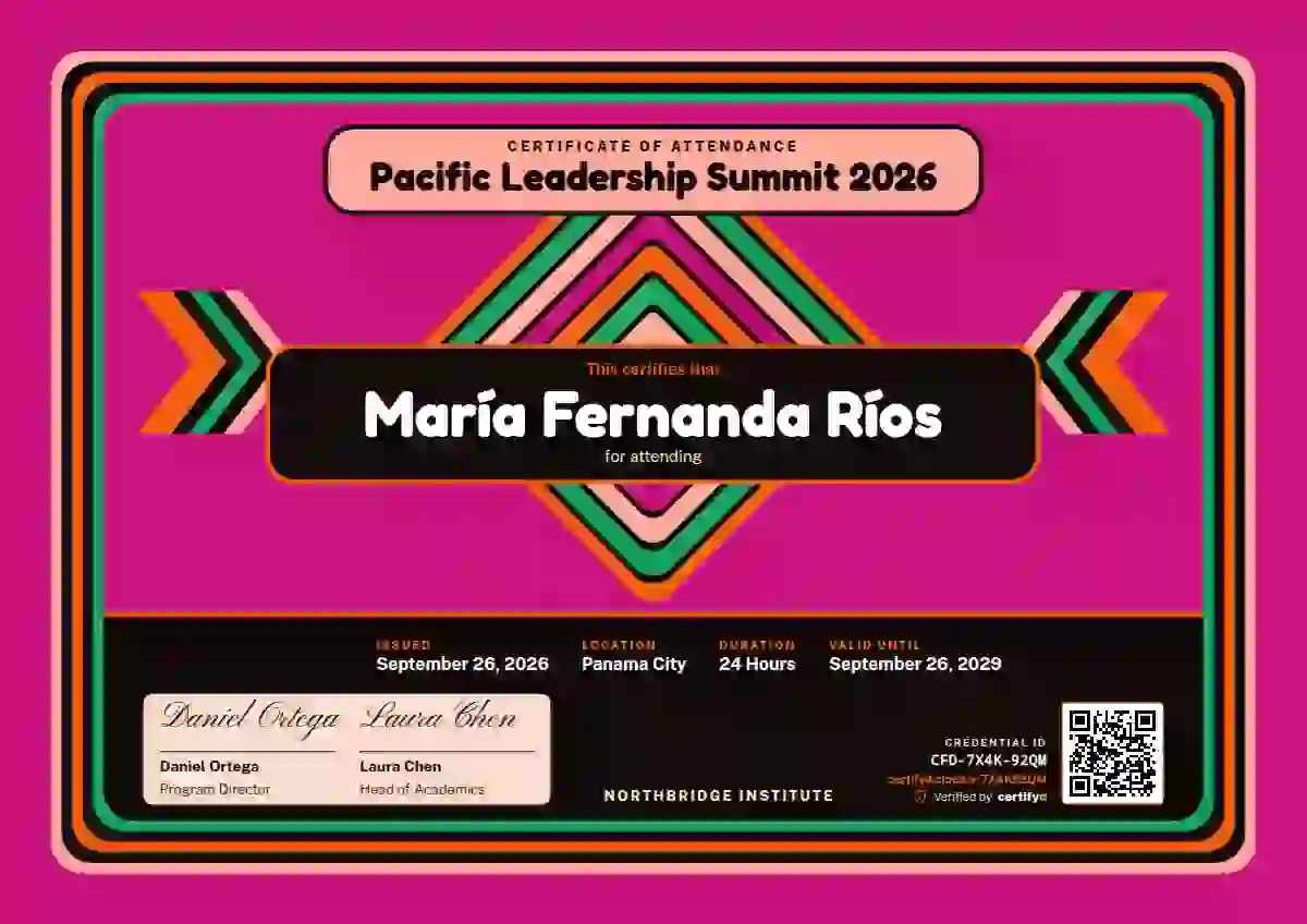 Mola Panel Vermilion event attendance certificate template