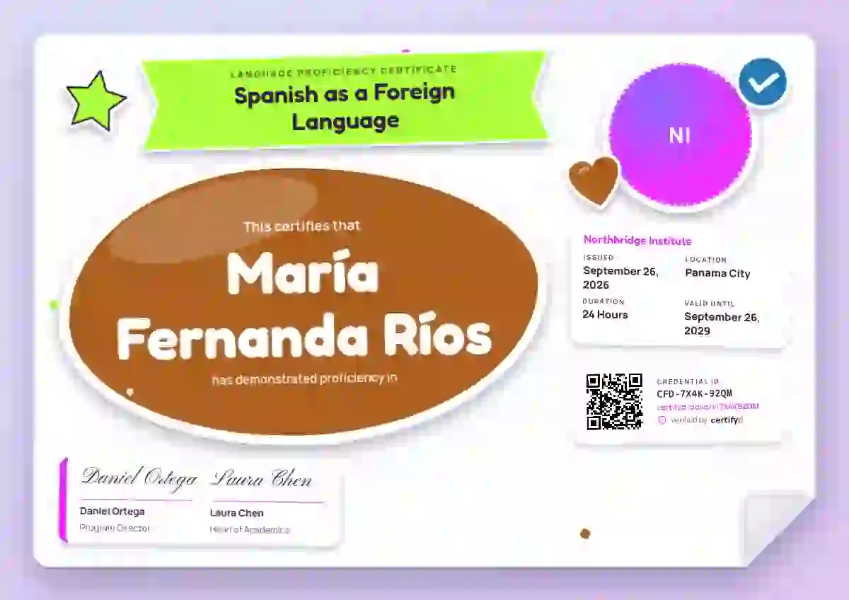 Sticker Sheet Tangerine language proficiency certificate template