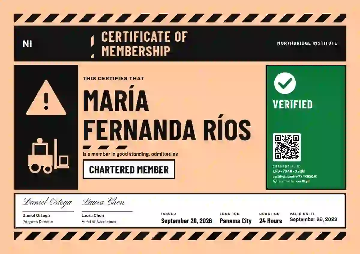 Hazard Sign Pastel Peach membership certificate template