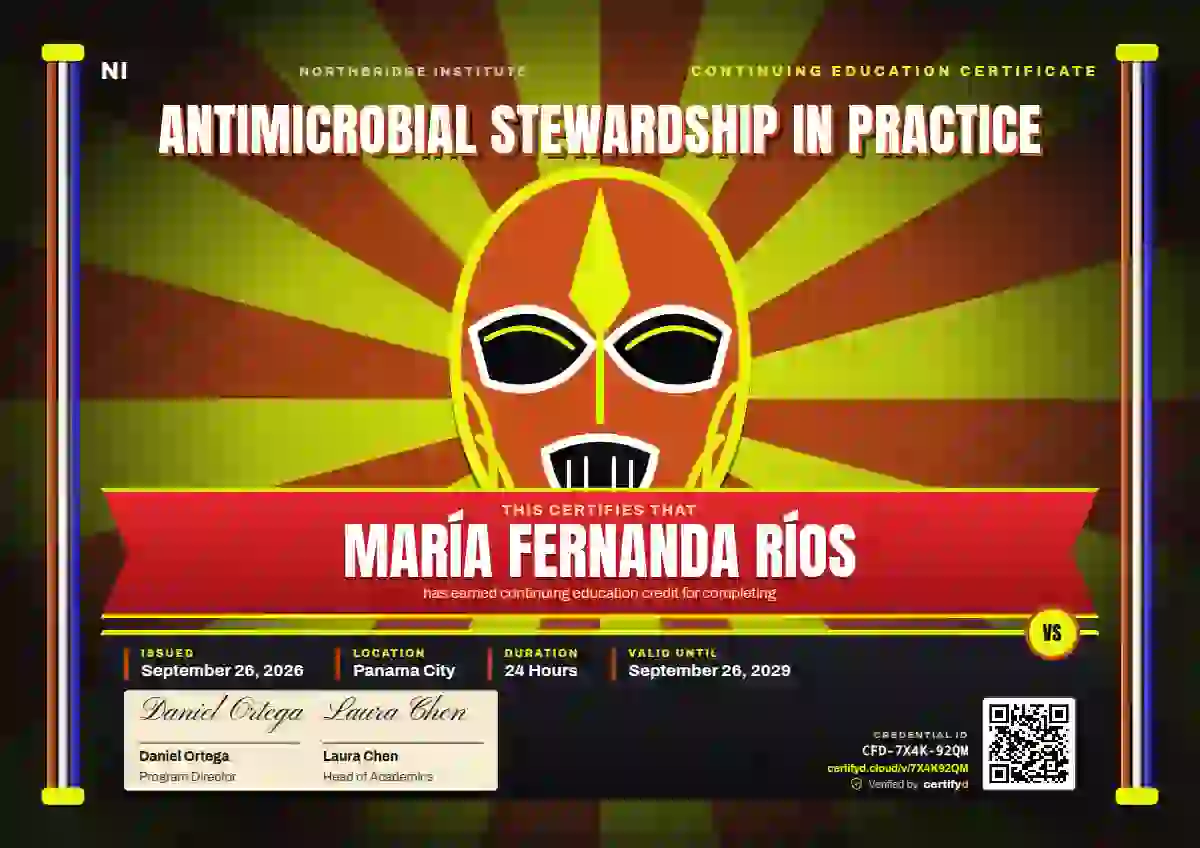 Lucha Libre Vermilion continuing education certificate template