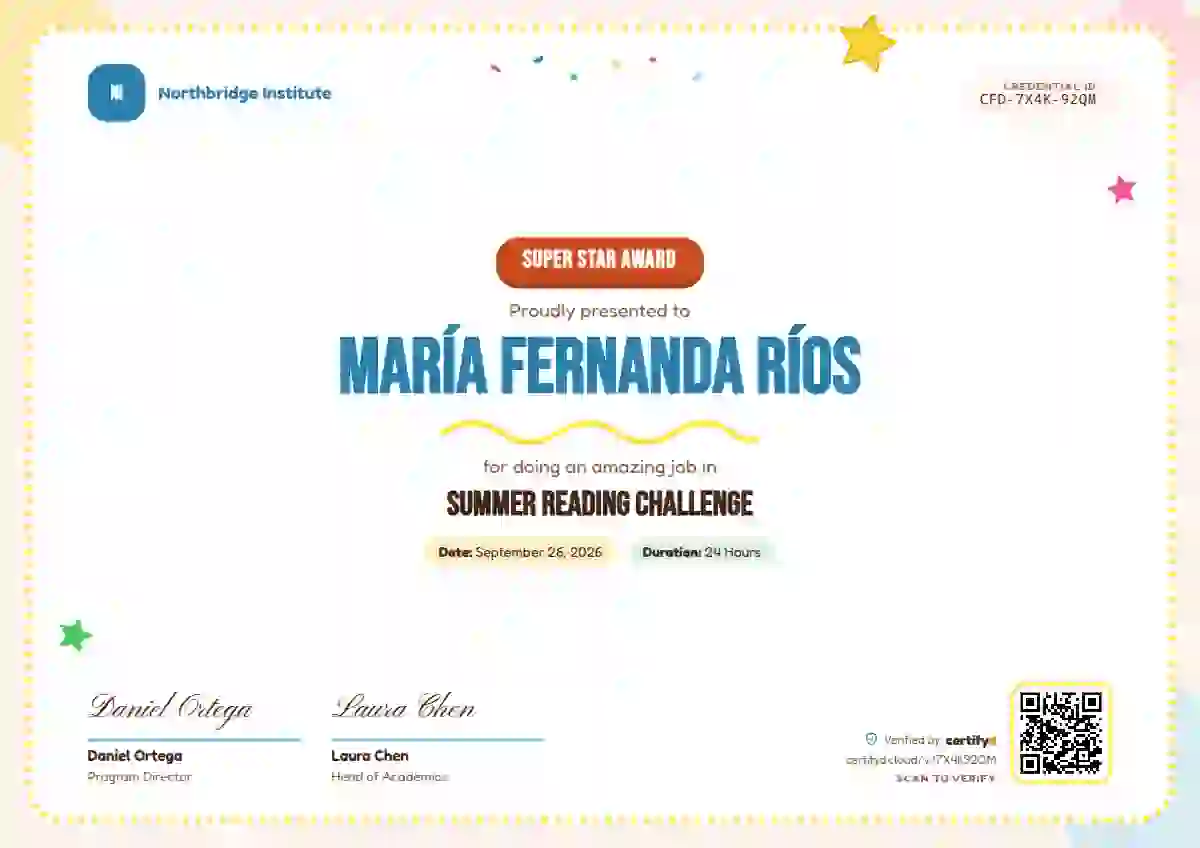 Plantilla de certificado Playful Peach de escuela y niños
