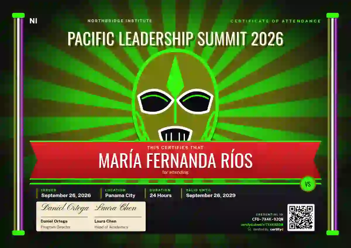 Lucha Libre Lime event attendance certificate template
