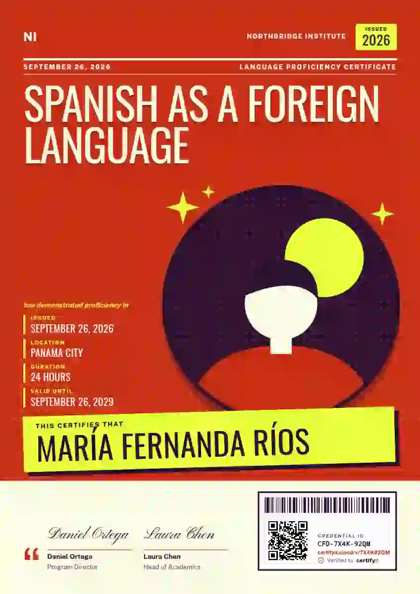 Magazine Cover Vermilion language proficiency certificate template