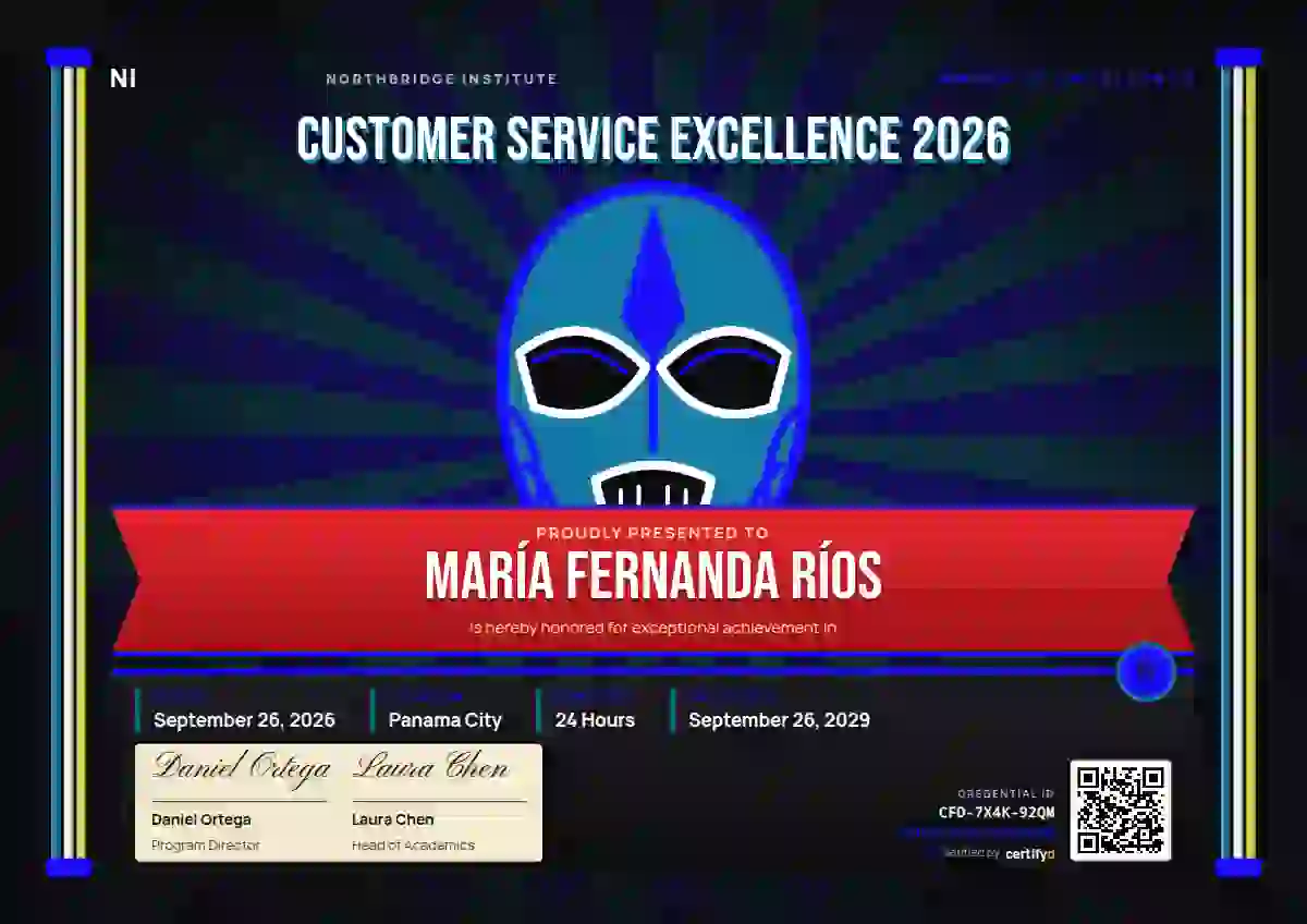 Lucha Libre Cerulean awards and achievement certificate template
